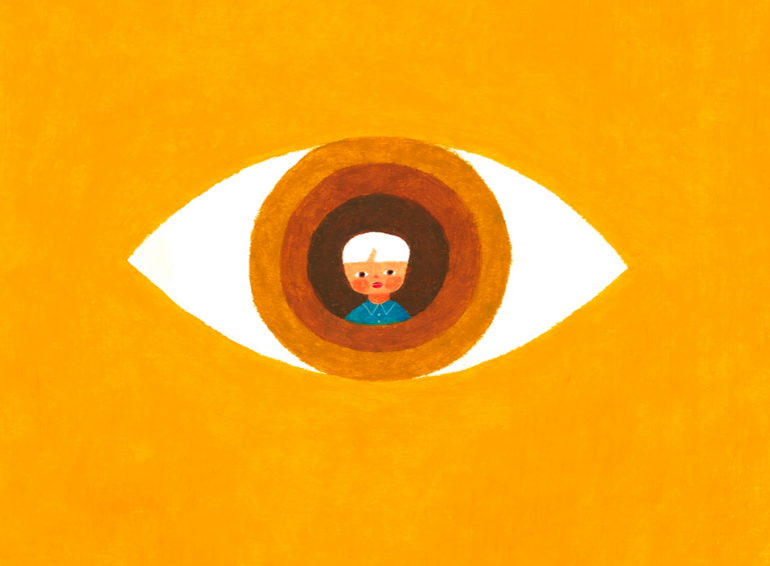 blind parenting opinion piece: illustration of a child inside an eye for Lunch Lady Magazine