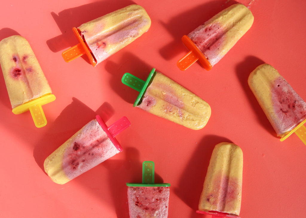 peach and raspberry yoghurt icy poles for lunch lady magazine