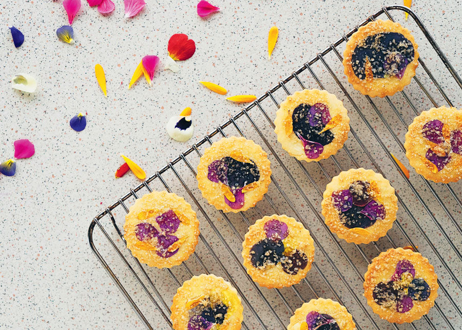 Pressed flower biscuits cookies for Lunch Lady Magazine