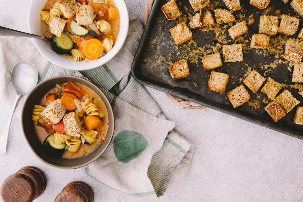 Chunky Minestrone with Giant Croutons