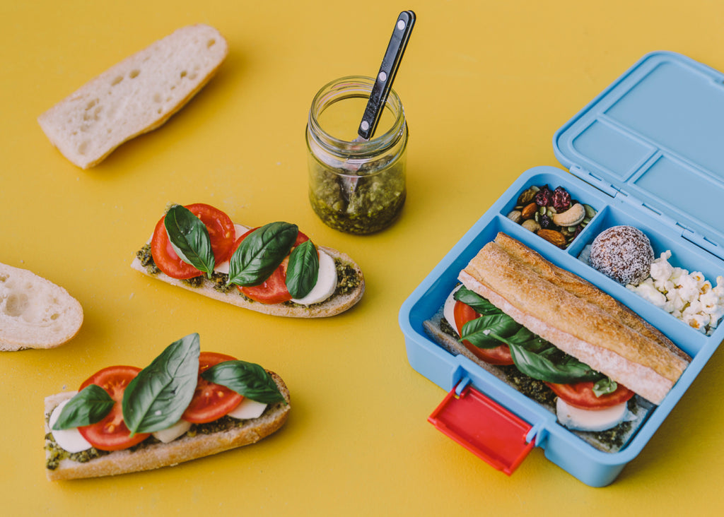 caprese sandwiches and choc date bliss balls for lunchbox ideas Lunch Lady Magazine