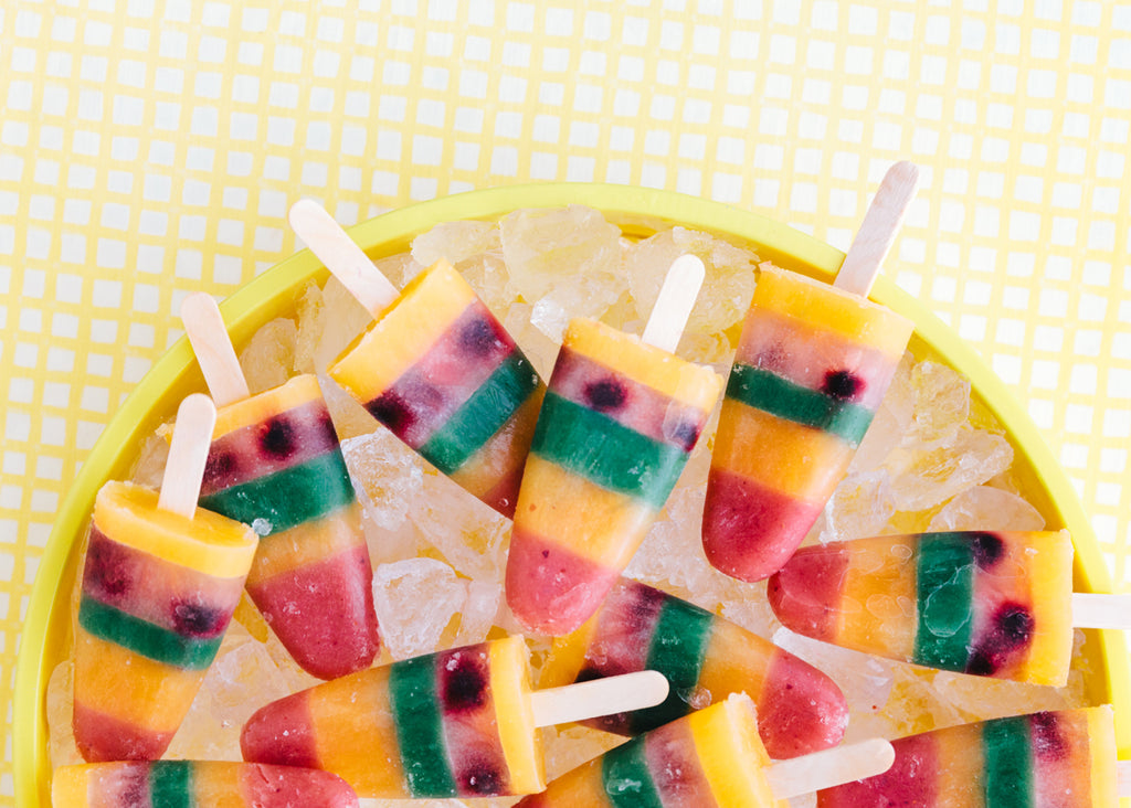 Rainbow fruit ice-blocks